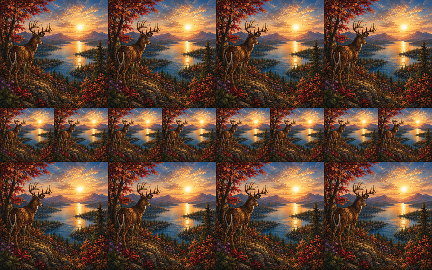 DecoCraft - Studio 1375 - Scenic Elevated Texture Tiles - Deer - Golden Hour Overlook