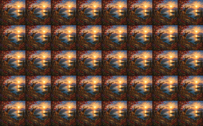 DecoCraft - Studio 1375 - Scenic Elevated Texture Tiles - Deer - Golden Hour Overlook