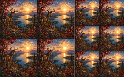 DecoCraft - Studio 1375 - Scenic Elevated Texture Tiles - Deer - Golden Hour Overlook
