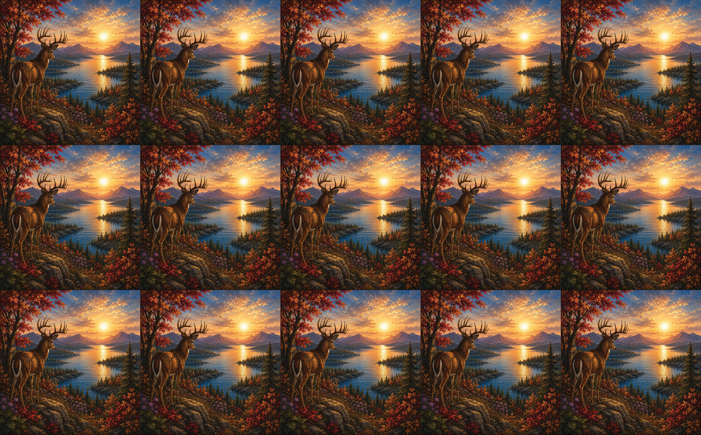 DecoCraft - Studio 1375 - Scenic Elevated Texture Tiles - Deer - Golden Hour Overlook