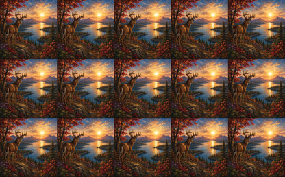DecoCraft - Studio 1375 - Scenic Elevated Texture Tiles - Deer - Golden Hour Overlook
