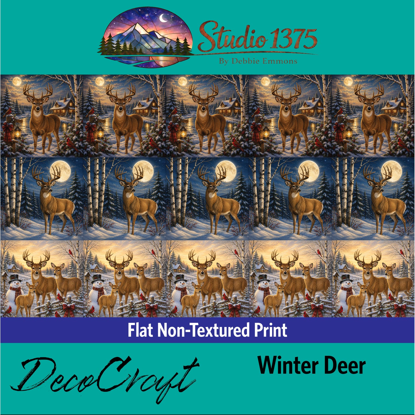 DecoCraft - Studio 1375 - Scenic Tiles Series - Winter Deer Assortment