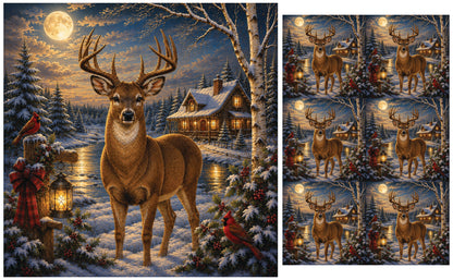 DecoCraft - Studio 1375 - Scenic Tiles Series - Deer - Moonlit Watch