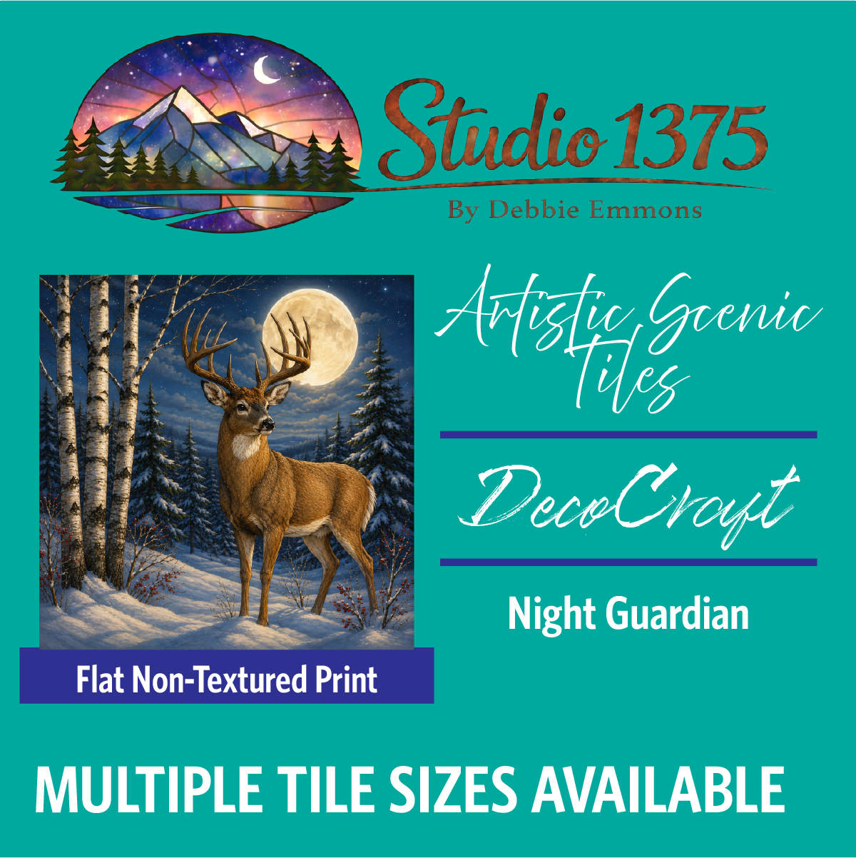 DecoCraft - Studio 1375 - Scenic Tiles Series - Deer - Night Guardian