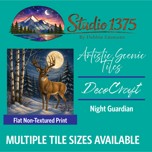 DecoCraft - Studio 1375 - Scenic Tiles Series - Deer - Night Guardian