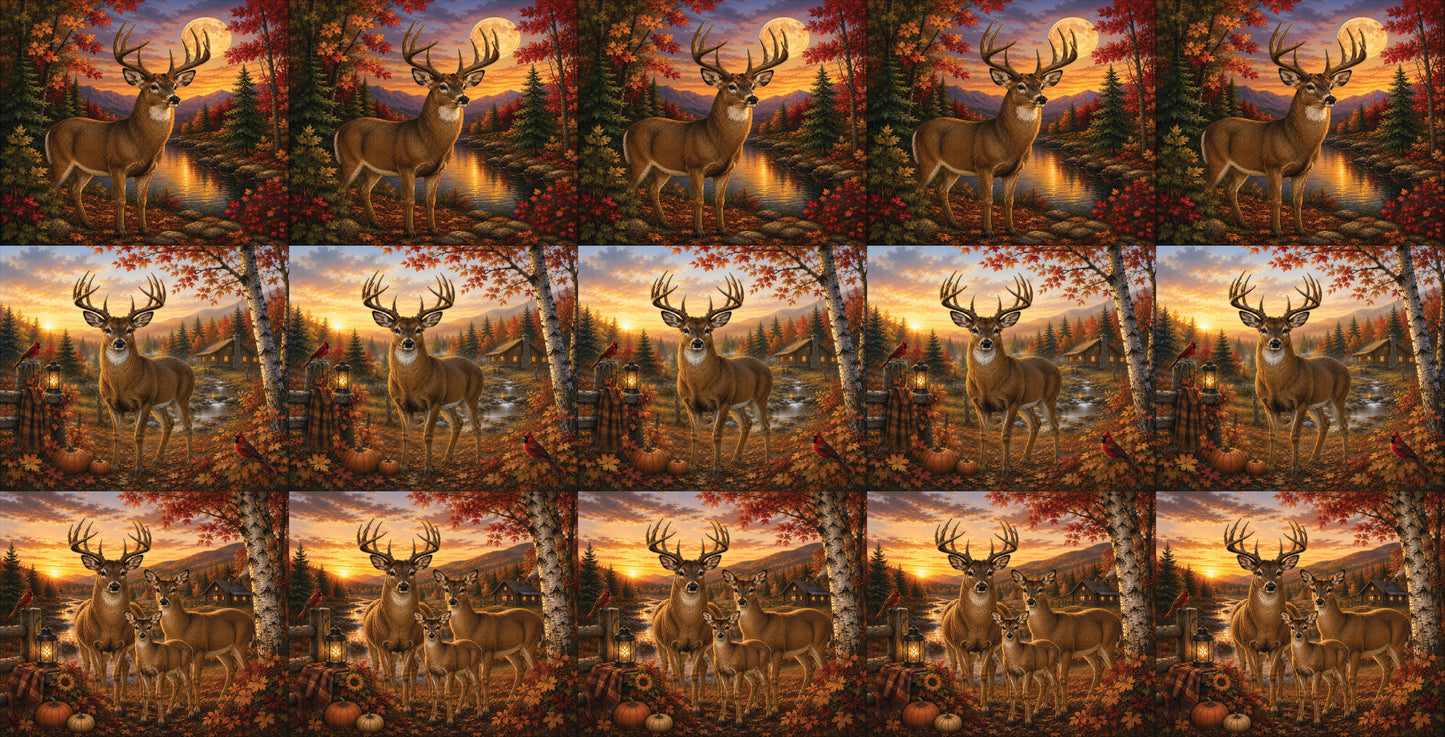 DecoCraft - Studio 1375 - Scenic Tiles Series - More Autumn Deer