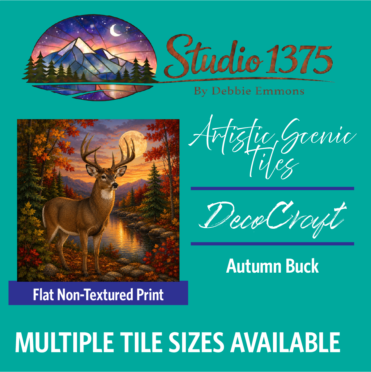 DecoCraft - Studio 1375 - Scenic Tiles Series - Deer - Autumn Buck