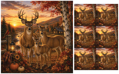 DecoCraft - Studio 1375 - Scenic Tiles Series - Deer - Twilight Family