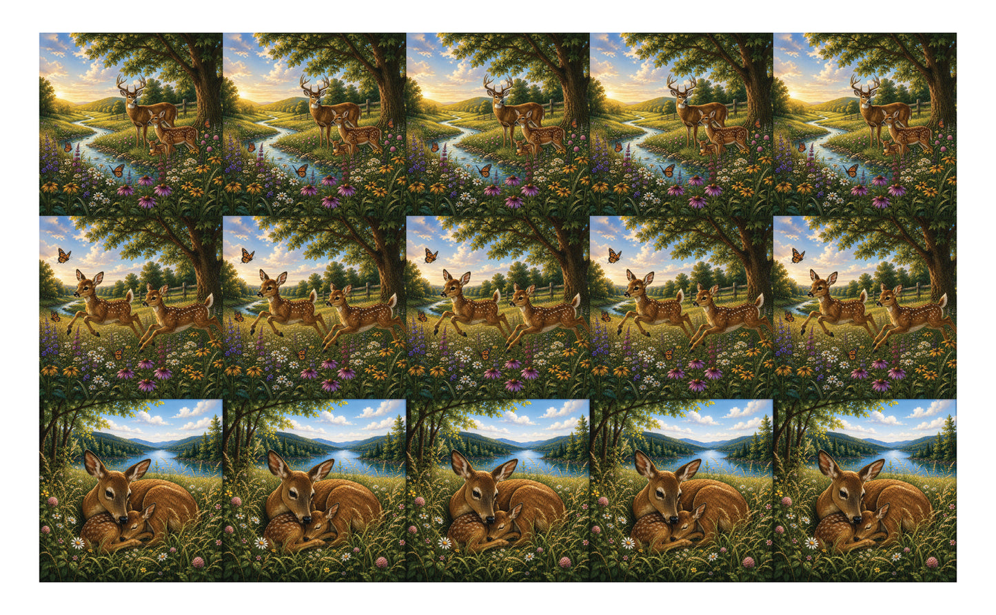 DecoCraft - Studio 1375 - Scenic Tiles Series - Spring Deer Assortment