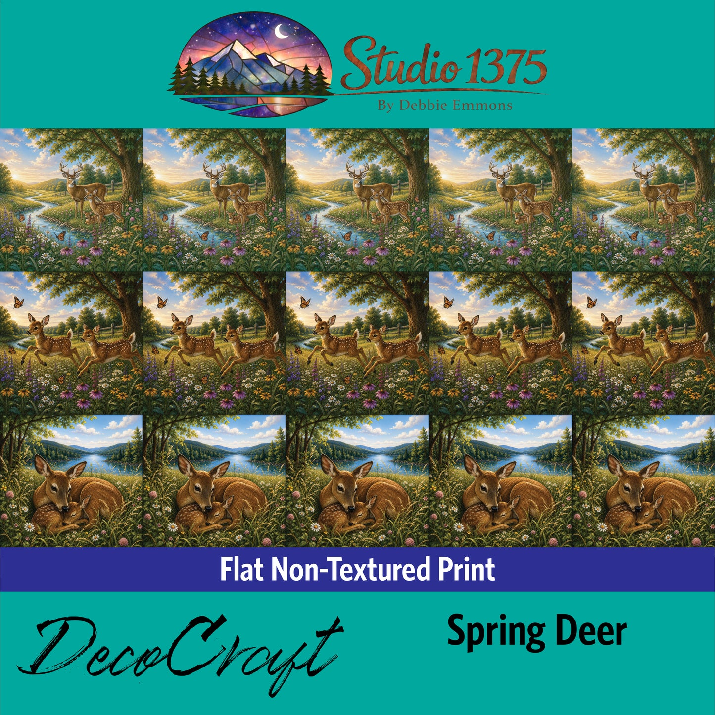 DecoCraft - Studio 1375 - Scenic Tiles Series - Spring Deer Assortment