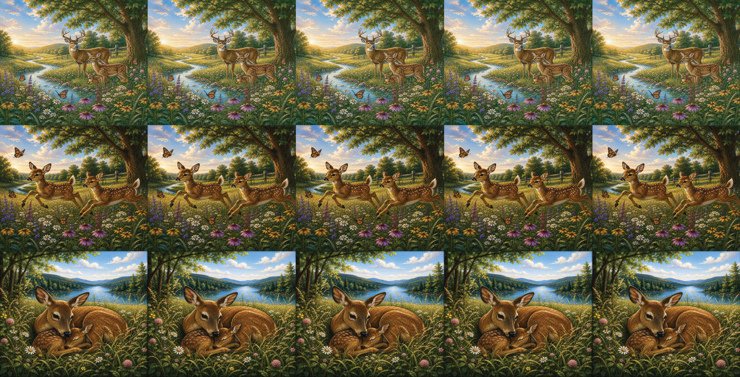 DecoCraft - Studio 1375 - Scenic Tiles Series - Spring Deer Assortment