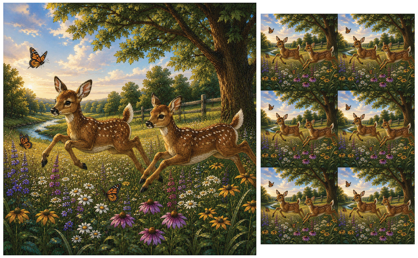 DecoCraft - Studio 1375 - Scenic Tiles Series - Deer - Fawn Playtime