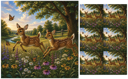 DecoCraft - Studio 1375 - Scenic Tiles Series - Deer - Fawn Playtime