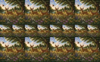 DecoCraft - Studio 1375 - Scenic Tiles Series - Deer - Fawn Playtime
