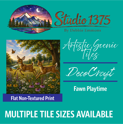 DecoCraft - Studio 1375 - Scenic Tiles Series - Deer - Fawn Playtime