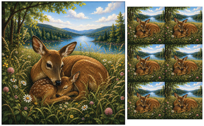 DecoCraft - Studio 1375 - Scenic Tiles Series - Deer - Meadow Lullaby
