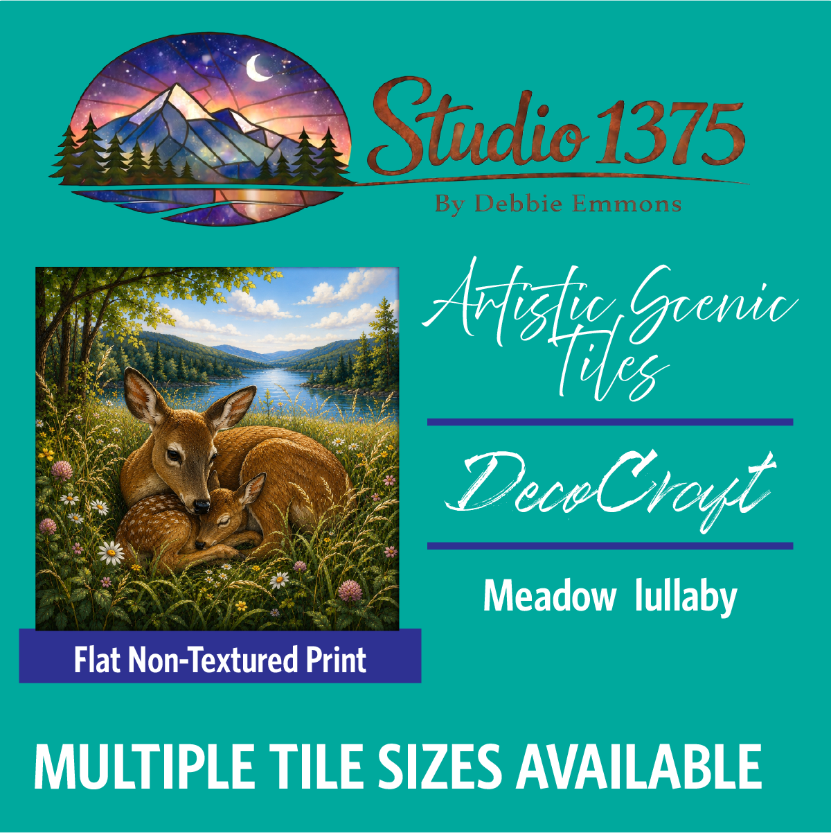 DecoCraft - Studio 1375 - Scenic Tiles Series - Deer - Meadow Lullaby