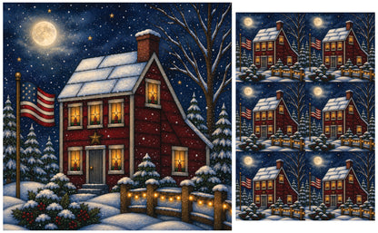 DecoCraft - Studio 1375 - Scenic Tiles Series - Winter on Country Road - Candlelight at the Sailbox