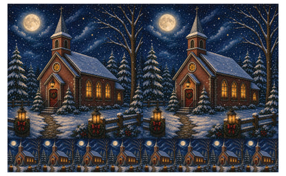 DecoCraft - Studio 1375 - Scenic Tiles Series - Winter on Country Road - Christmas Eve at Country Church