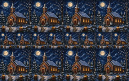 DecoCraft - Studio 1375 - Scenic Tiles Series - Winter on Country Road - Christmas Eve at Country Church