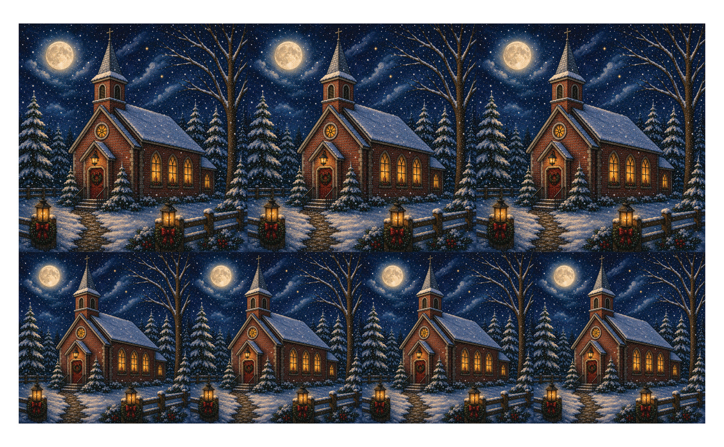 DecoCraft - Studio 1375 - Scenic Tiles Series - Winter on Country Road - Christmas Eve at Country Church