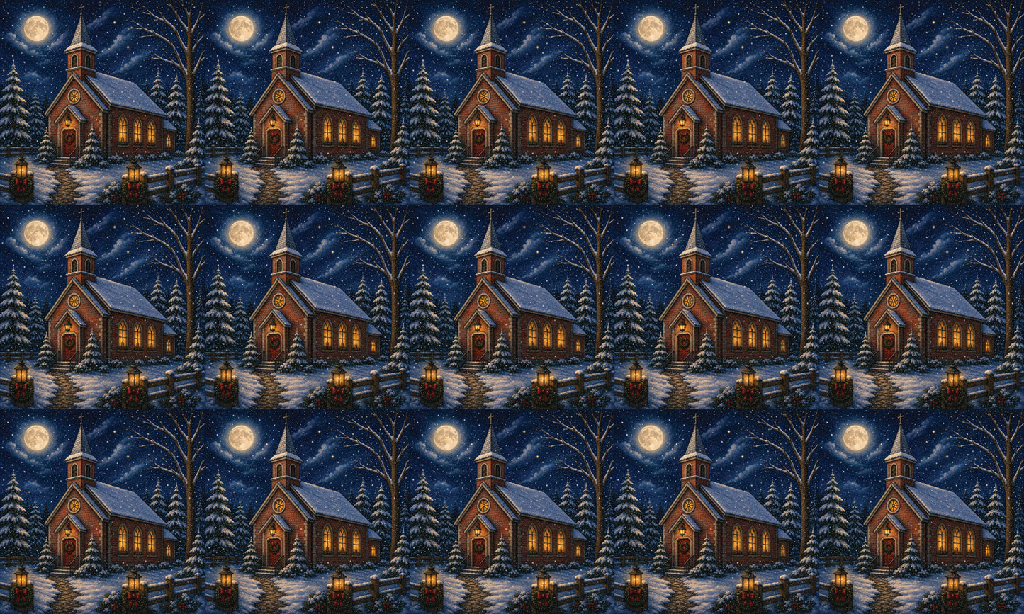 DecoCraft - Studio 1375 - Scenic Tiles Series - Winter on Country Road - Christmas Eve at Country Church