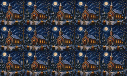 DecoCraft - Studio 1375 - Scenic Tiles Series - Winter on Country Road - Christmas Eve at Country Church