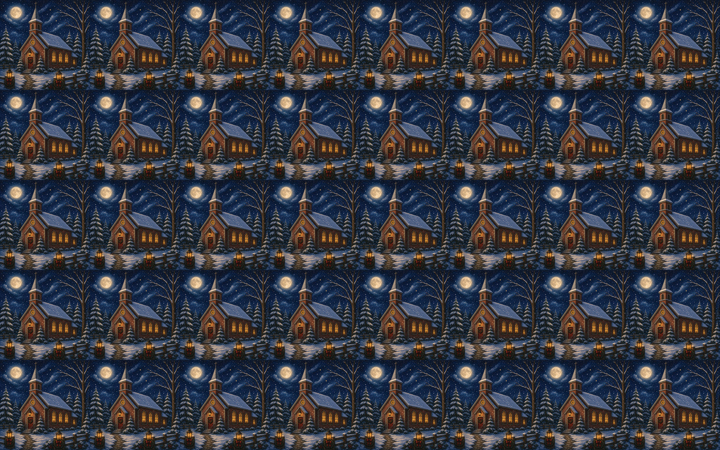 DecoCraft - Studio 1375 - Scenic Tiles Series - Winter on Country Road - Christmas Eve at Country Church