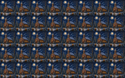 DecoCraft - Studio 1375 - Scenic Tiles Series - Winter on Country Road - Christmas Eve at Country Church
