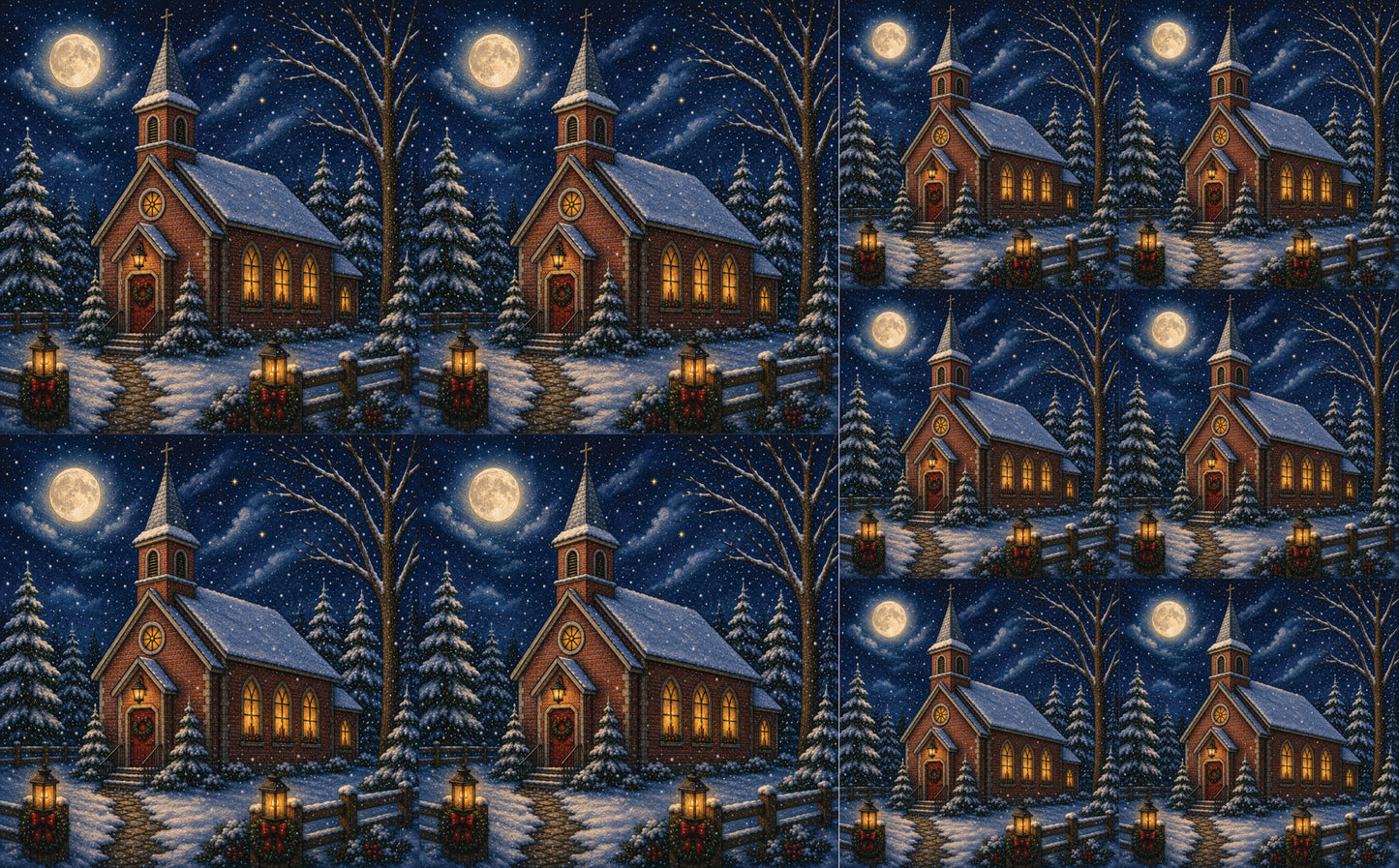 DecoCraft - Studio 1375 - Scenic Tiles Series - Winter on Country Road - Christmas Eve at Country Church