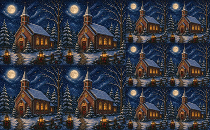 DecoCraft - Studio 1375 - Scenic Tiles Series - Winter on Country Road - Christmas Eve at Country Church