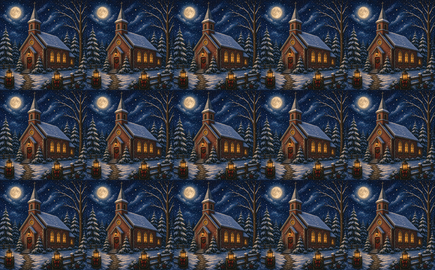 DecoCraft - Studio 1375 - Scenic Tiles Series - Winter on Country Road - Christmas Eve at Country Church