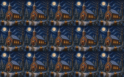 DecoCraft - Studio 1375 - Scenic Tiles Series - Winter on Country Road - Christmas Eve at Country Church