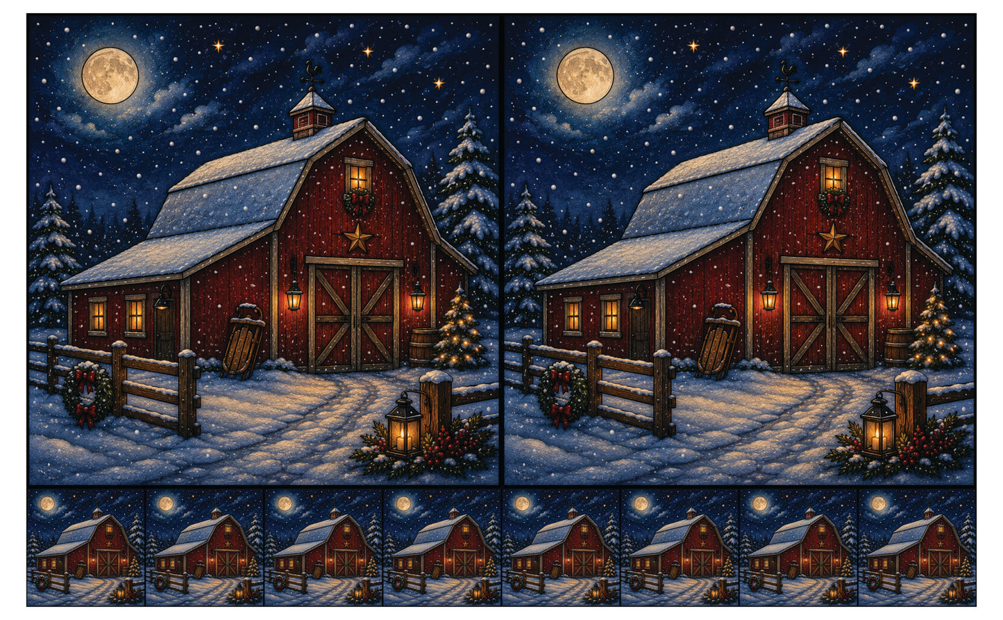 DecoCraft - Studio 1375 - Scenic Tiles Series - Winter on Country Road - Moonlight at Winter Barn