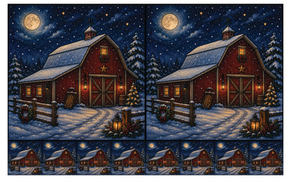 DecoCraft - Studio 1375 - Scenic Tiles Series - Winter on Country Road - Moonlight at Winter Barn