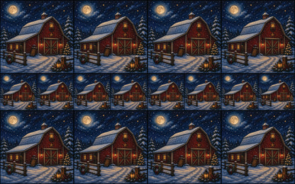 DecoCraft - Studio 1375 - Scenic Tiles Series - Winter on Country Road - Moonlight at Winter Barn