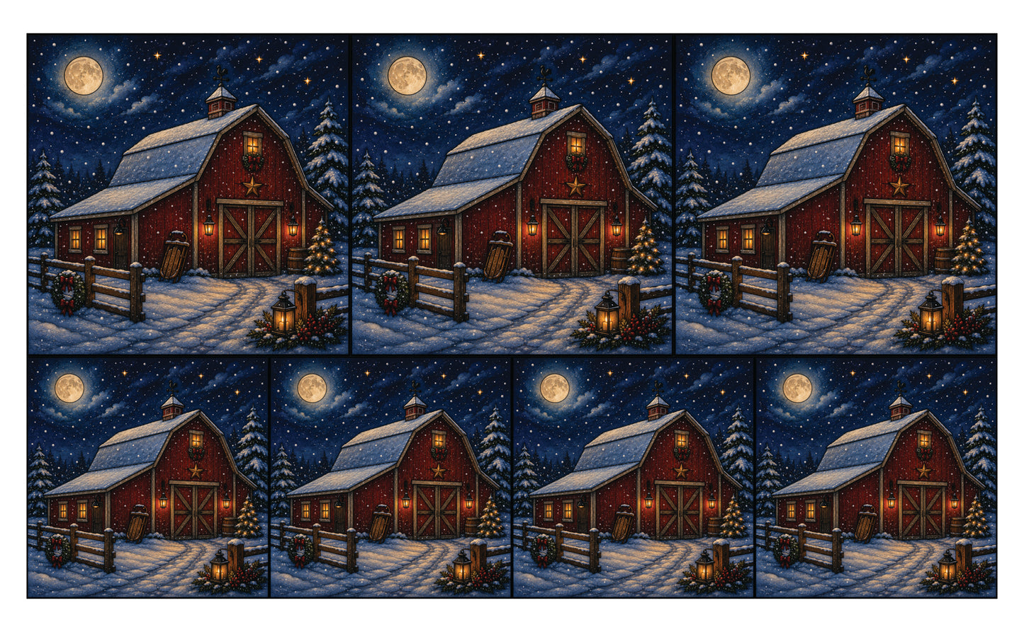 DecoCraft - Studio 1375 - Scenic Tiles Series - Winter on Country Road - Moonlight at Winter Barn
