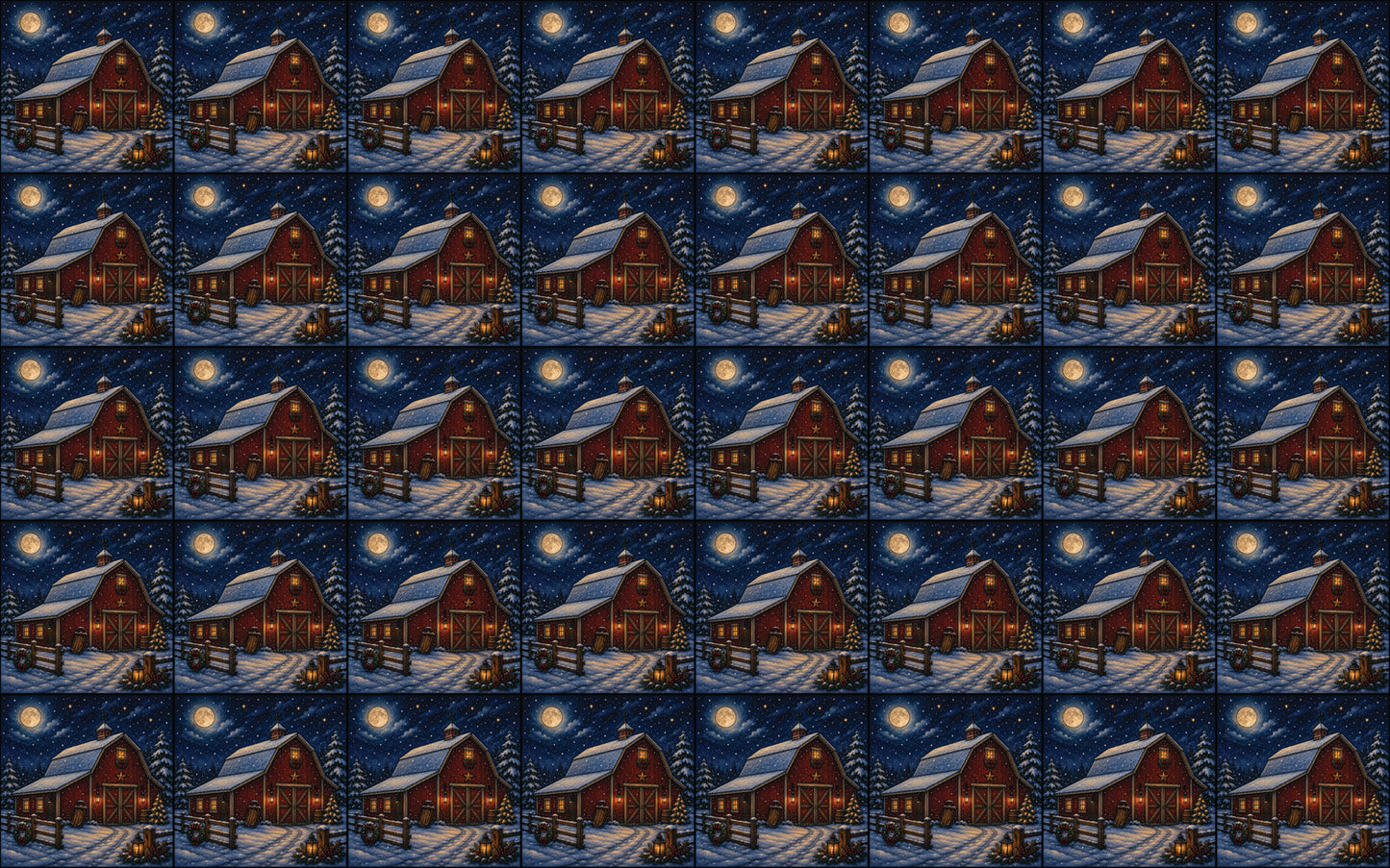 DecoCraft - Studio 1375 - Scenic Tiles Series - Winter on Country Road - Moonlight at Winter Barn