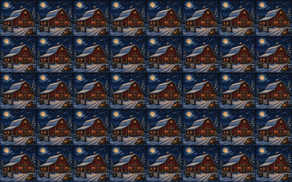 DecoCraft - Studio 1375 - Scenic Tiles Series - Winter on Country Road - Moonlight at Winter Barn