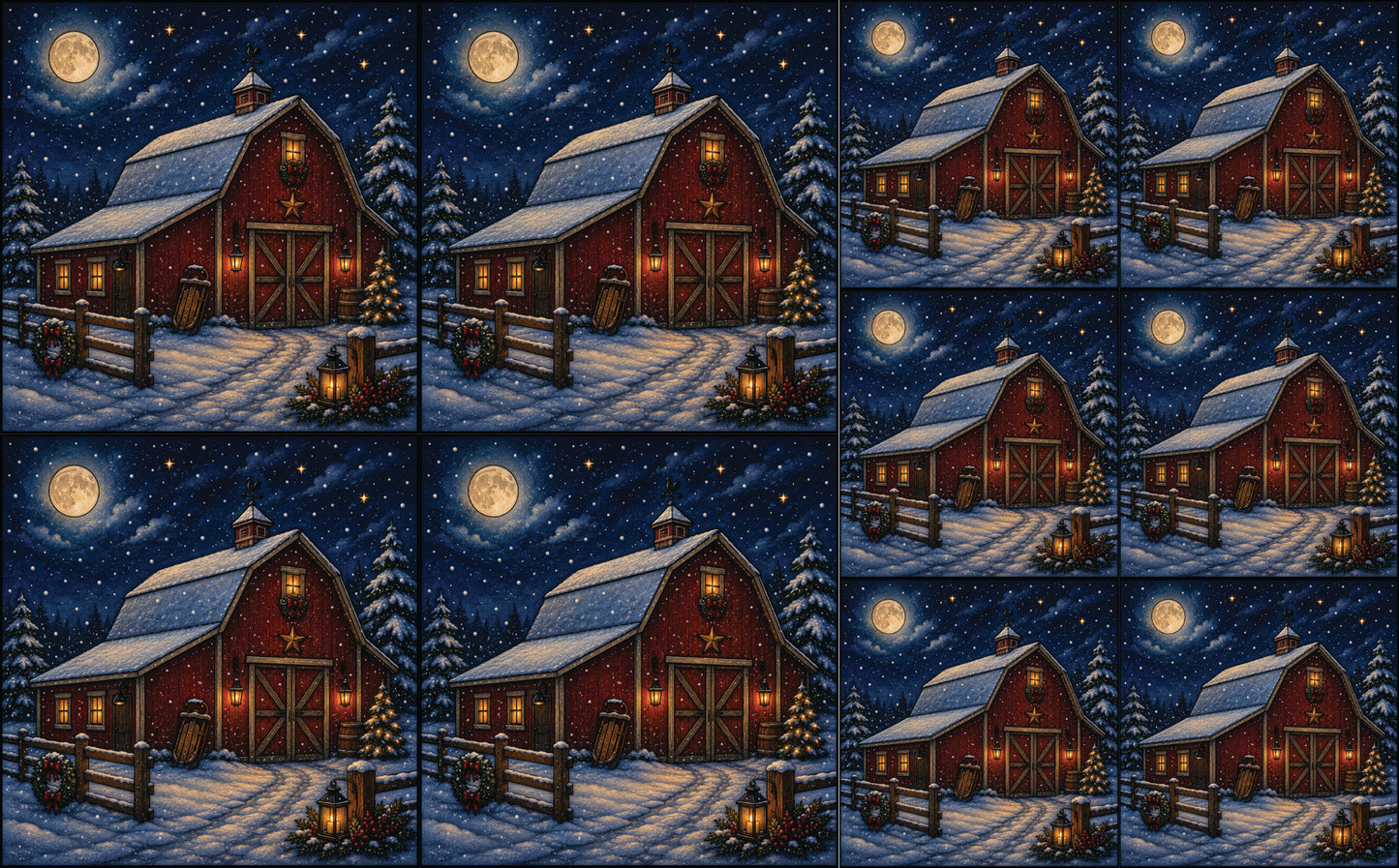 DecoCraft - Studio 1375 - Scenic Tiles Series - Winter on Country Road - Moonlight at Winter Barn