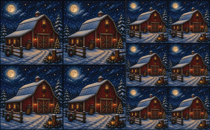 DecoCraft - Studio 1375 - Scenic Tiles Series - Winter on Country Road - Moonlight at Winter Barn