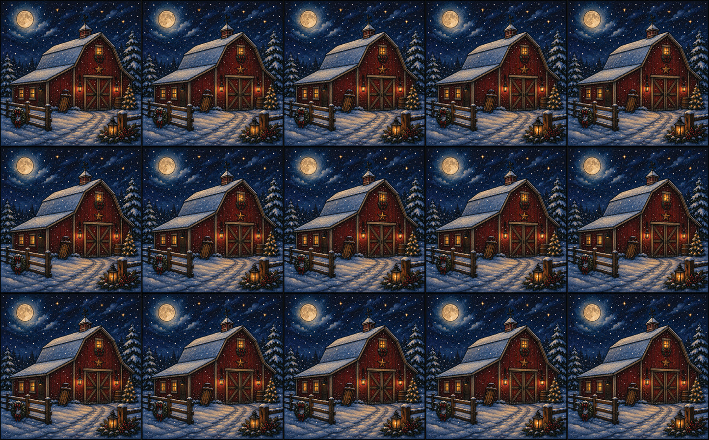 DecoCraft - Studio 1375 - Scenic Tiles Series - Winter on Country Road - Moonlight at Winter Barn
