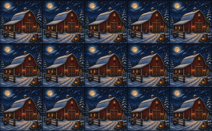 DecoCraft - Studio 1375 - Scenic Tiles Series - Winter on Country Road - Moonlight at Winter Barn