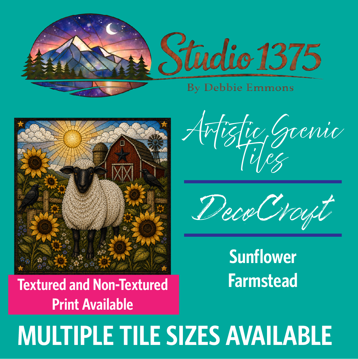 DecoCraft - Studio 1375 - Elevated Texture Scenic Tiles - Homestead Seasons - Sunflower Farmstead