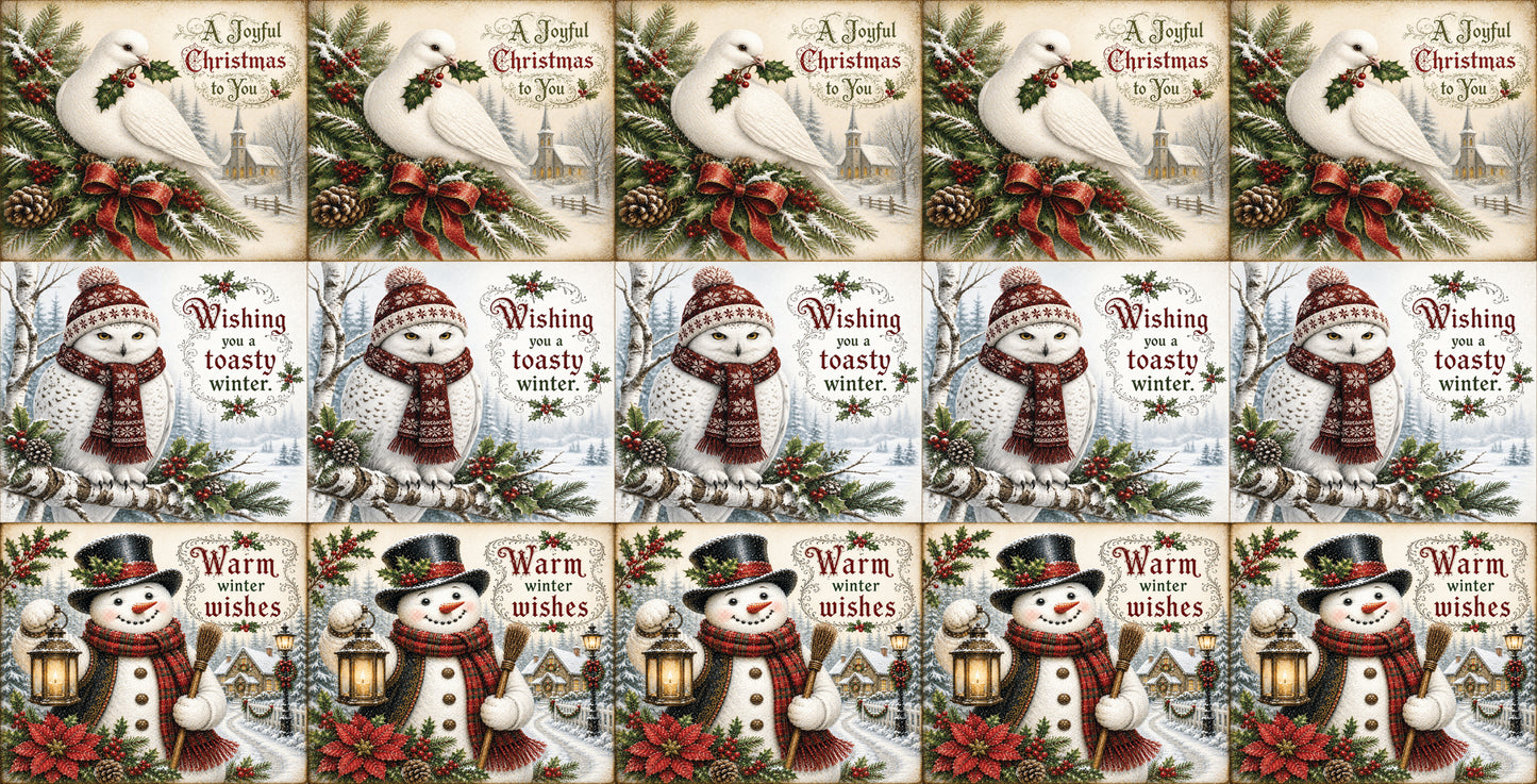 DecoCraft - Studio 1375 - Scenic Tiles Series - Old Fashion Christmas Wishes Assortment