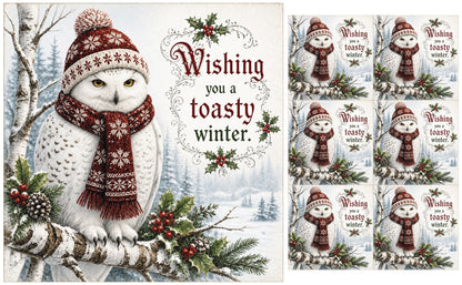 DecoCraft - Studio 1375 - Scenic Tiles Series - Christmas Wishes - Toasty Winter Owl
