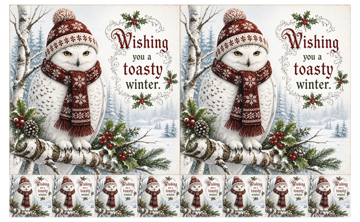 DecoCraft - Studio 1375 - Scenic Tiles Series - Christmas Wishes - Toasty Winter Owl