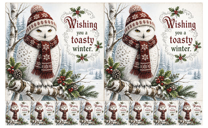 DecoCraft - Studio 1375 - Scenic Tiles Series - Christmas Wishes - Toasty Winter Owl