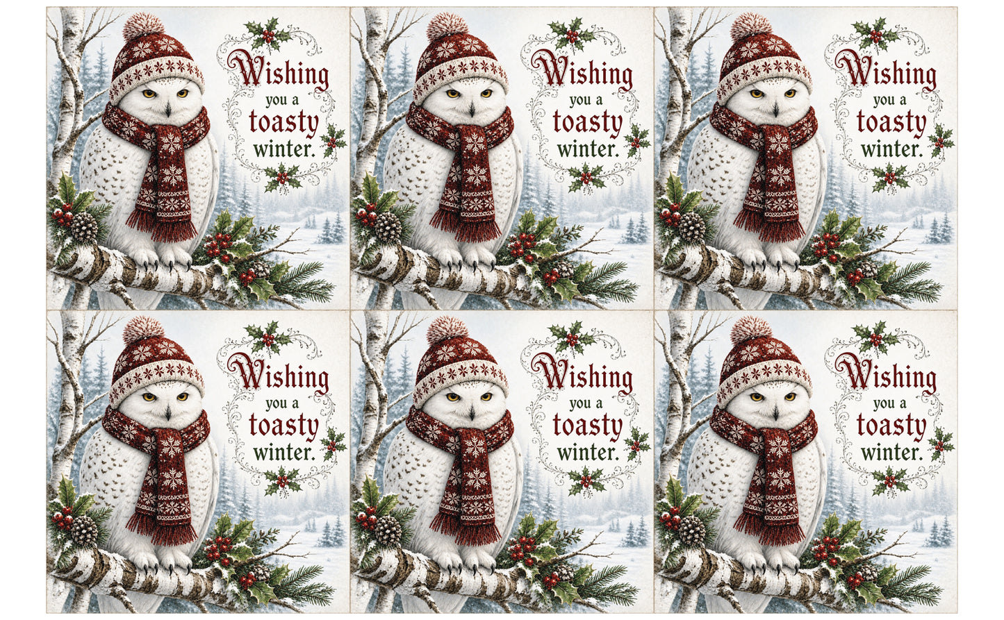 DecoCraft - Studio 1375 - Scenic Tiles Series - Christmas Wishes - Toasty Winter Owl