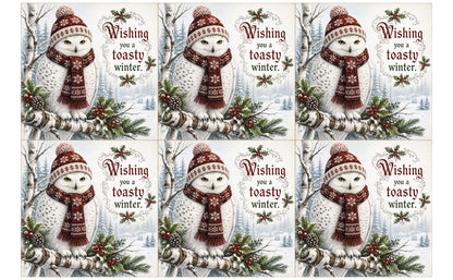 DecoCraft - Studio 1375 - Scenic Tiles Series - Christmas Wishes - Toasty Winter Owl